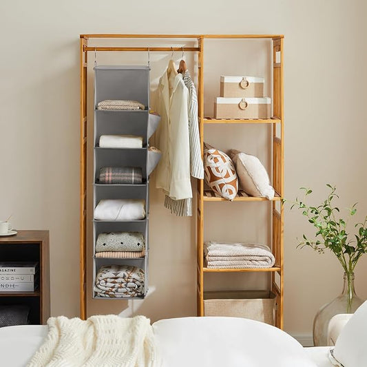 YOUDENOVA Hanging Closet Organizer and Storage, 6-Shelf Closet Hanging Shelves - Image 2