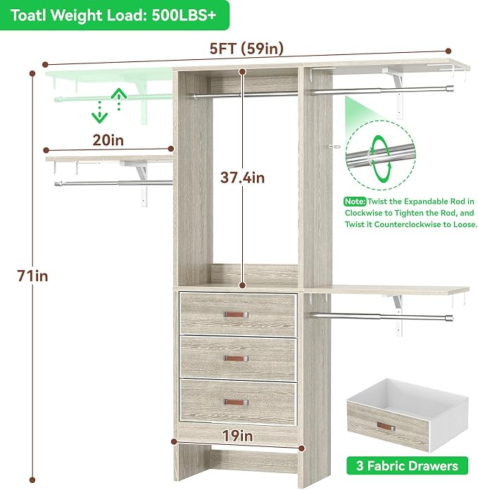 Armocity 5FT Small Closet System - Image 7