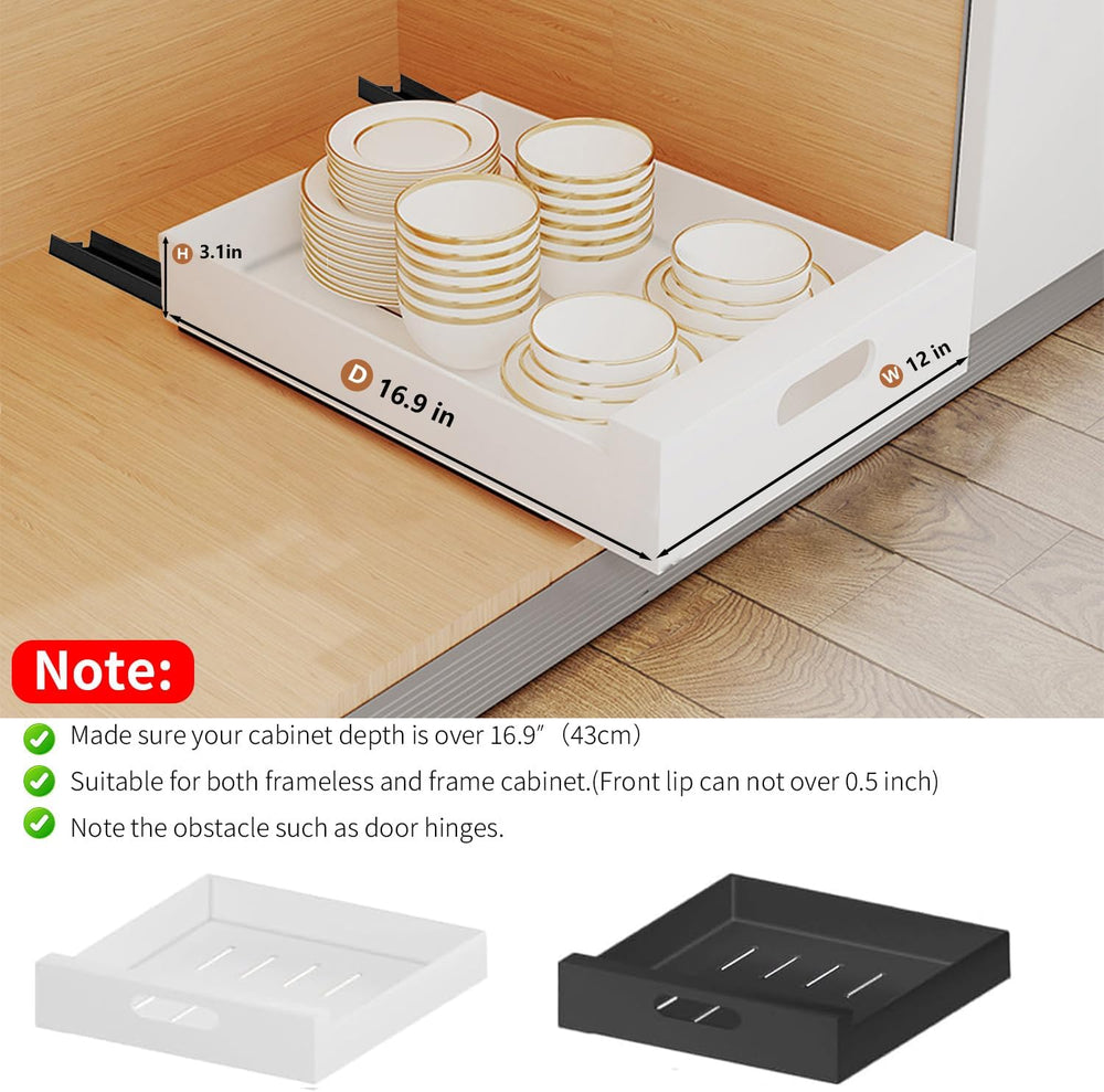2 Pack Pull Out Cabinet Organizer Adhesive, 12" Wide,16.9" Deep Hea...