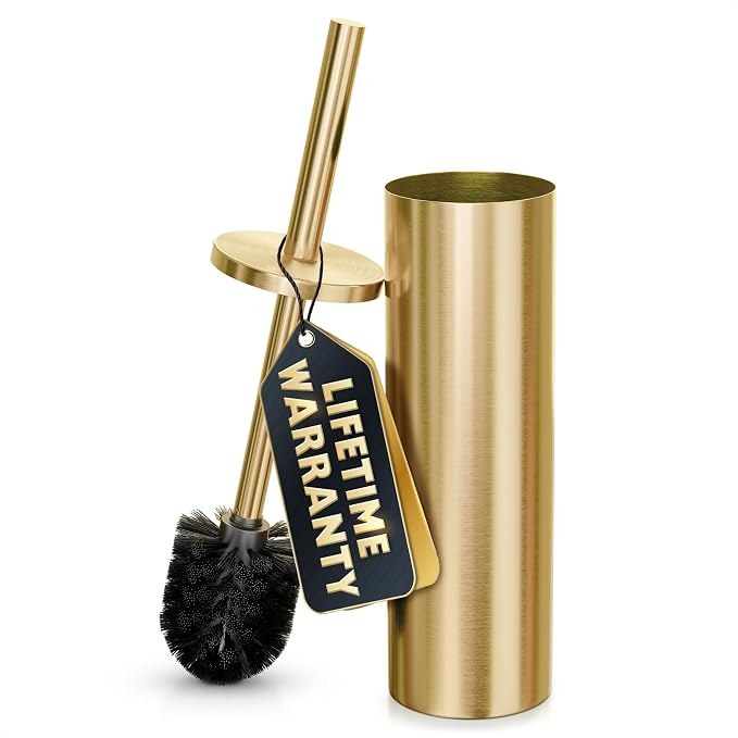 Gold Toilet Brush and Holder Set by Novsix