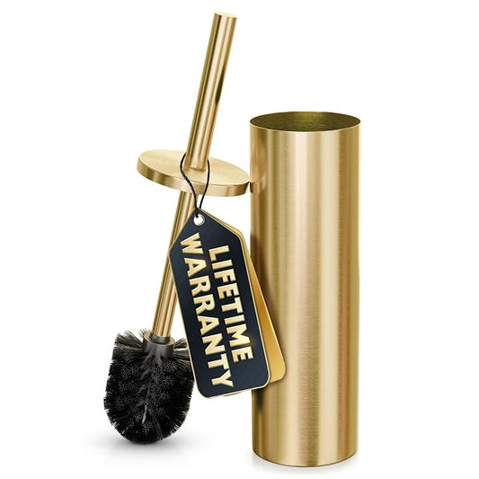 Gold Toilet Brush and Holder Set by Novsix
