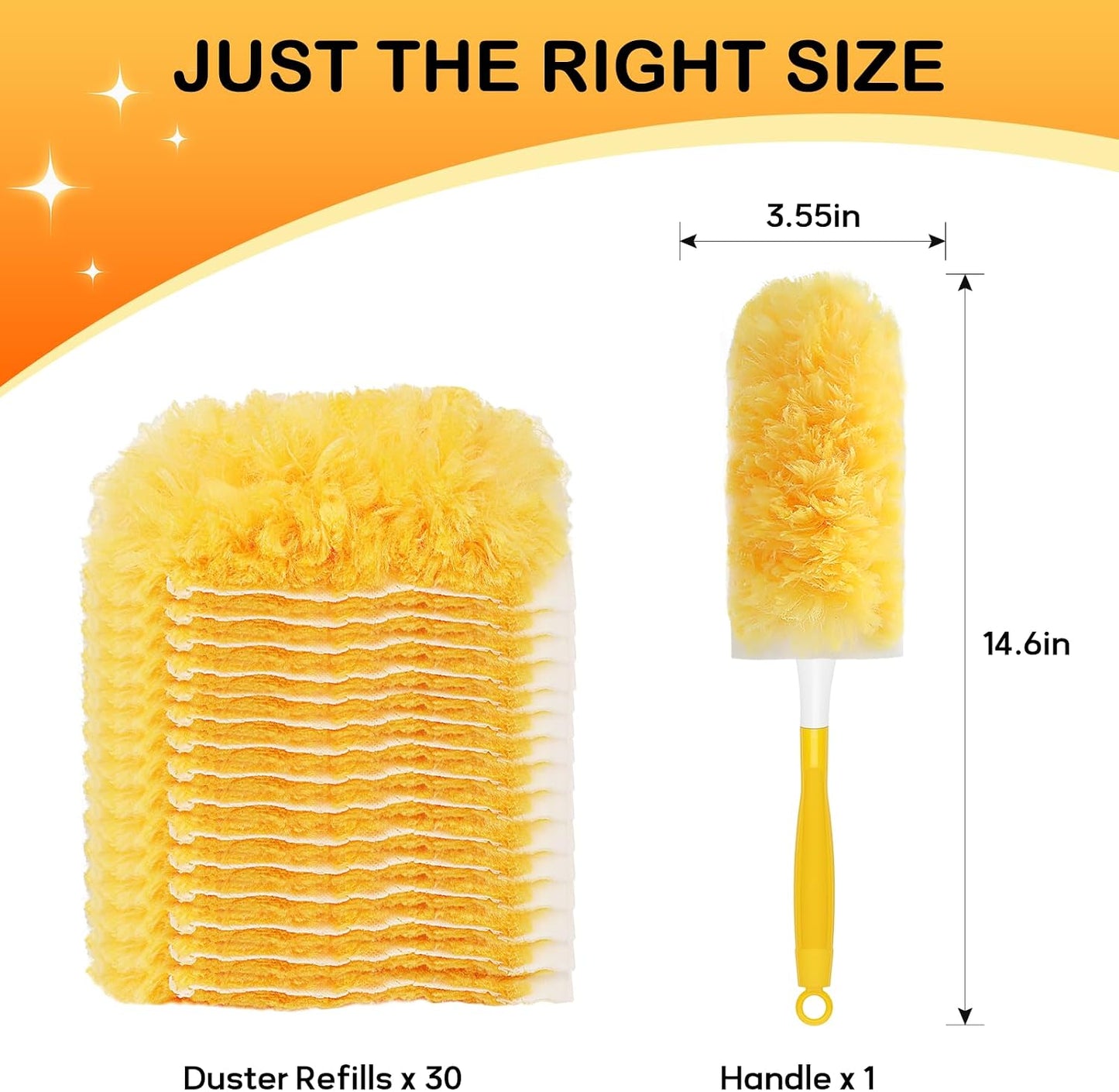 SetSail 30 Count Duster Refills for Swiffer Duster with 1 Handle Dusters for Cleaning Disposable Duster Refill Multi Surface 360 Duster Cleaner Kit for Ceiling Fan, Blind, Furniture