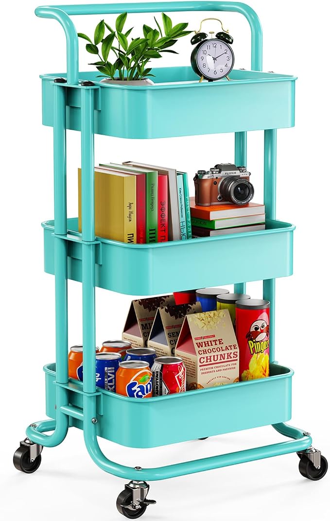 Pipishell 3 Tier Mesh Utility Cart, Rolling Metal Organization Cart by Pipishell