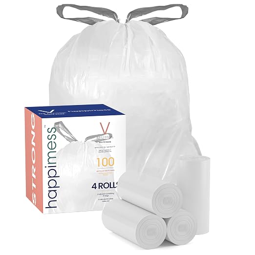 happimess HPM3000V-WHITE 30 Gallon Drawstring Unscented Trash Can Liner by Happimess