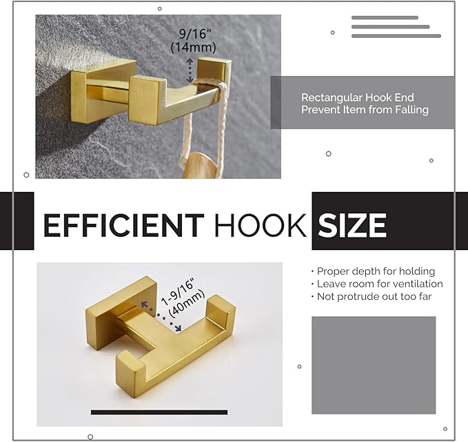 Angle Simple Towel Hook for Bathroom, SUS 304 Stainless Steel Hand Towel Holder - Image 6