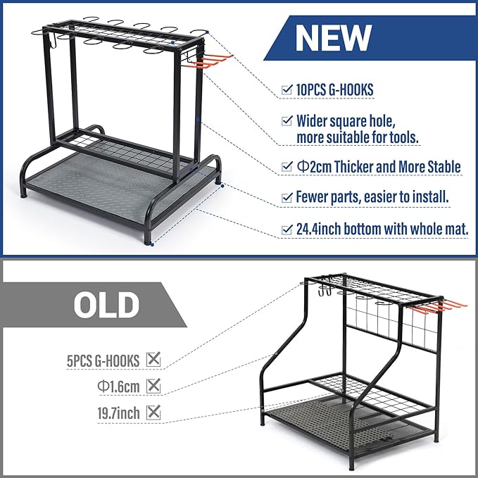 Garden Tool Organizer, Yard Tools Rack Holds 55 Long-Handled Tools/Rakes/Brooms - Image 5