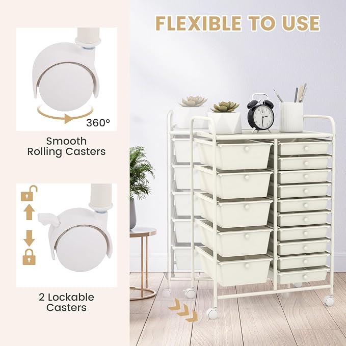 GOFLAME 15-Drawer Rolling Storage Cart, Utility Cart - Image 5