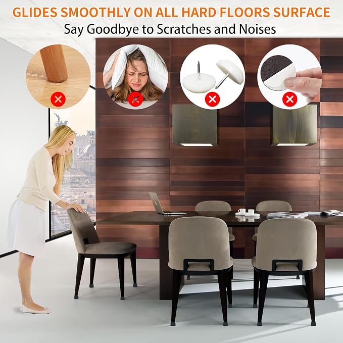 Ezprotekt 8 Pcs Rectangle Black Silicone Chair Leg Floor Protectors - Image 4