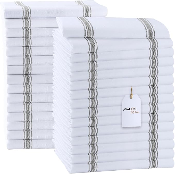 Dish Towels Set Size 15x25 Inch, 100% Cotton Soft & Absorbent Linen Kitchen by Avalon+Kitchen