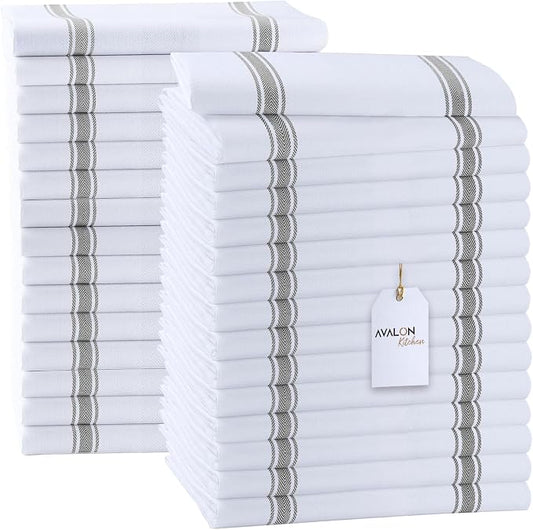 Dish Towels Set Size 15x25 Inch, 100% Cotton Soft & Absorbent Linen Kitchen by Avalon+Kitchen