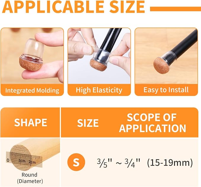 Ezprotekt 24 Pcs Small Clear Silicone Chair Leg Floor Protectors - Image 2