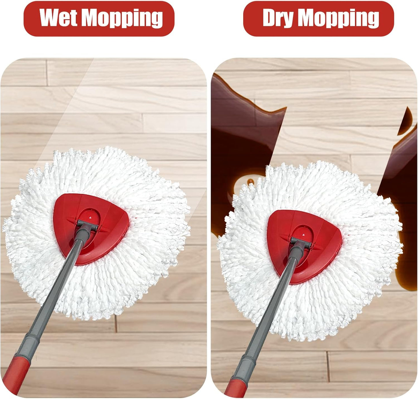 Mop Head Replacement, 3 Pack Spin Mop Refill Replace Head Compatible with O Cedar Easywring 1-Tank System, Great Cleaning Power, Microfiber, Helper Housework, Machine Washable Easy-to-Replace, White