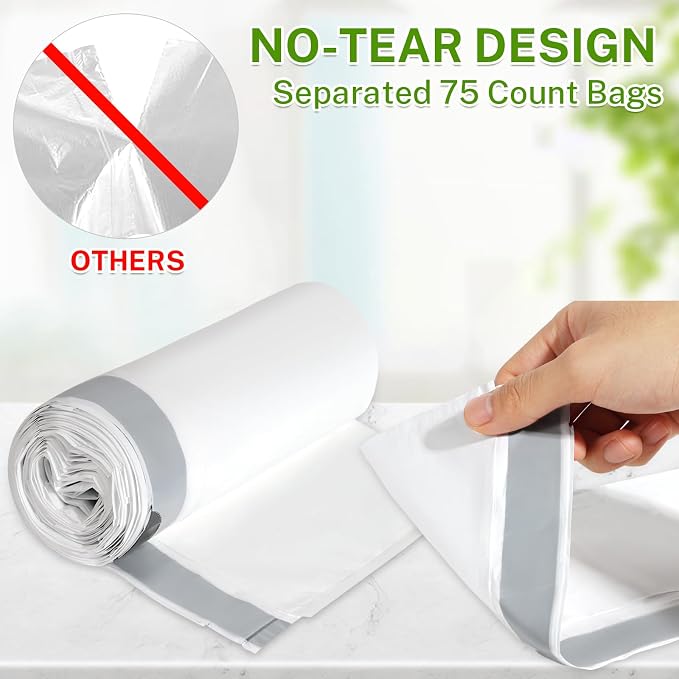10 Gallon Trash Bags Drawstring, 1 Mil Thick White Garbage Bag - Image 2