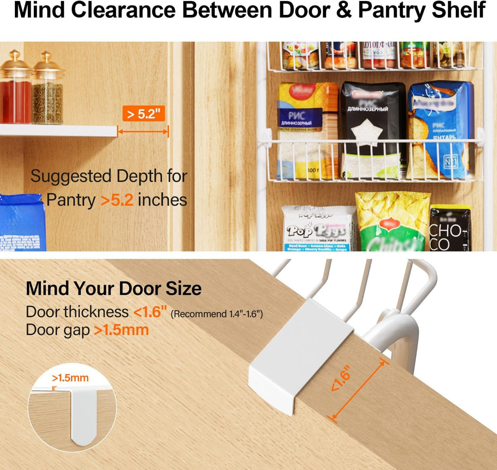 Delamu Over The Door Pantry Organizer, 8-Tier Metal Pantry Door Organization ...