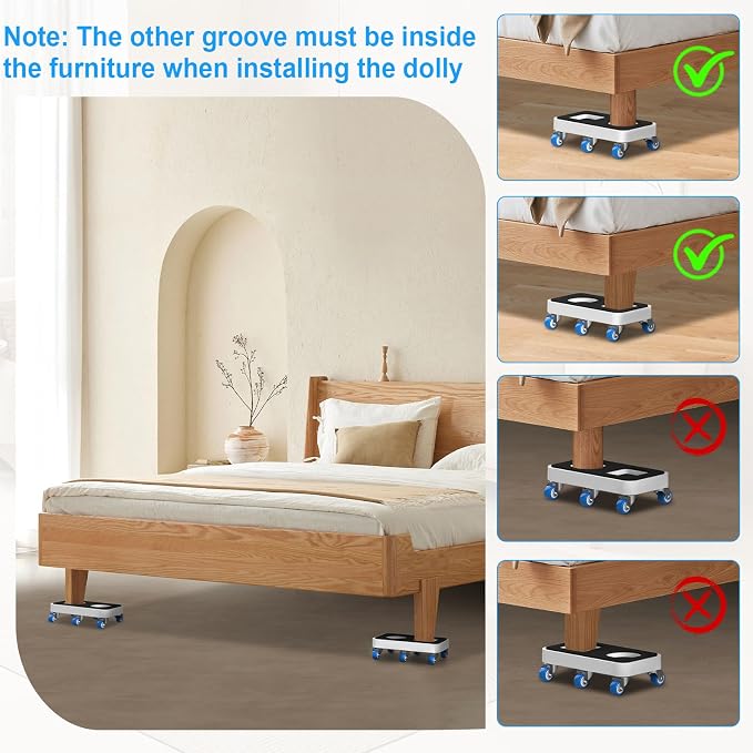 Furniture Dolly with Dual Groove Design: Furniture Sliders with 6 Wheels - Image 6