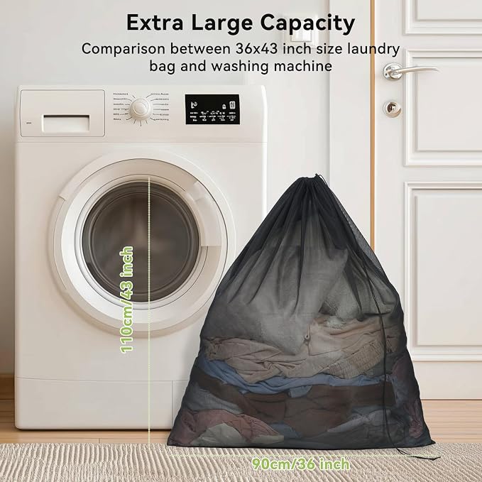 OTraki 2pcs Ex Large Mesh Laundry Bags 36x43 Inch Fine Mesh Washing Bag - Image 7