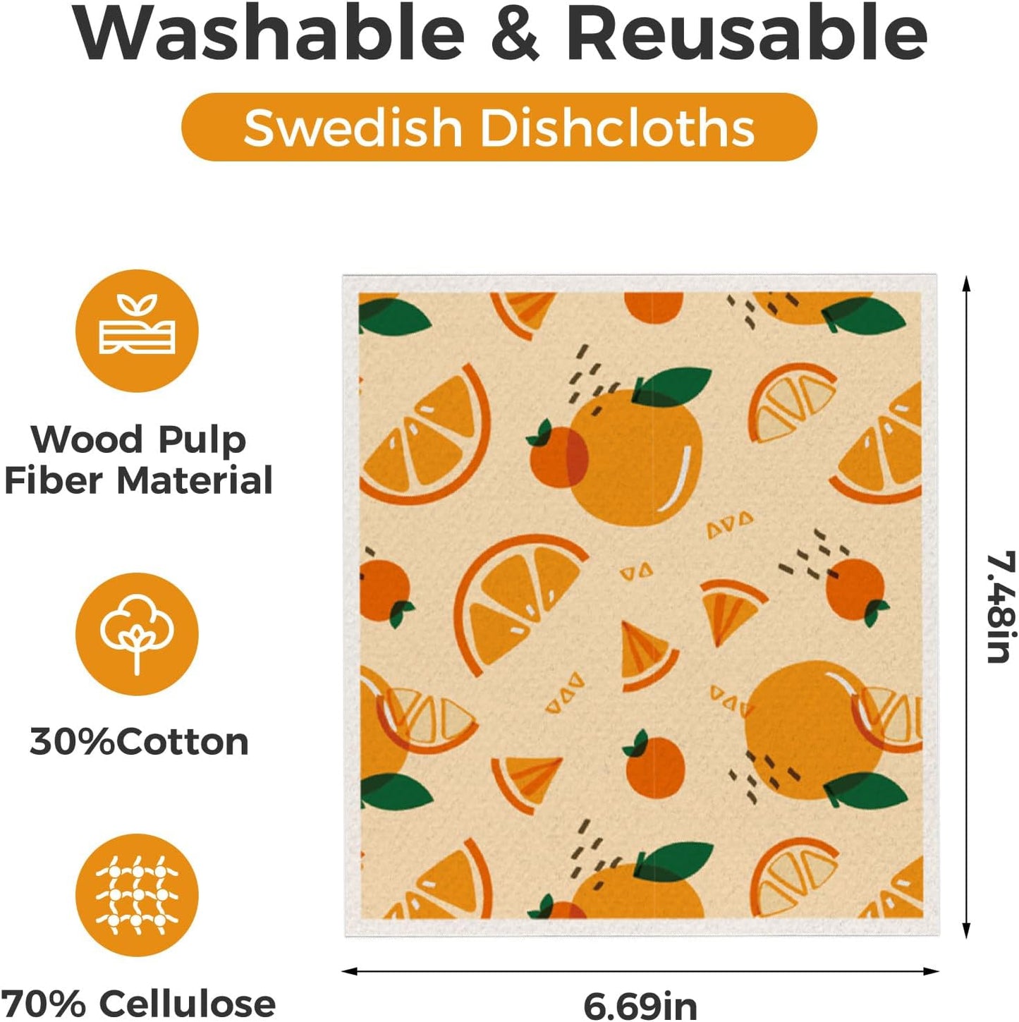 wlich 10 Pack Swedish Dishcloths, Reusable Kitchen Towels with Clips, Fruit | Non-Scratch Kitchen Towels and Dishcloths Sets, Washable Swedish Dish Cloths with Clips, for Dishes, Counters, Glass, Sink