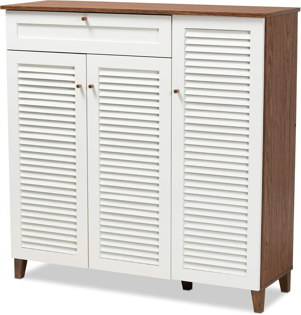 Baxton Studio Shoe Cabinets, White/Walnut