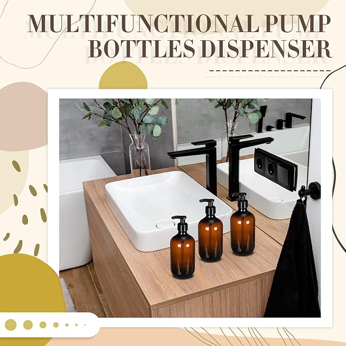 Tessco for you 12 Pack Amber Soap Dispenser Empty Plastic Pump Bottles - Image 6