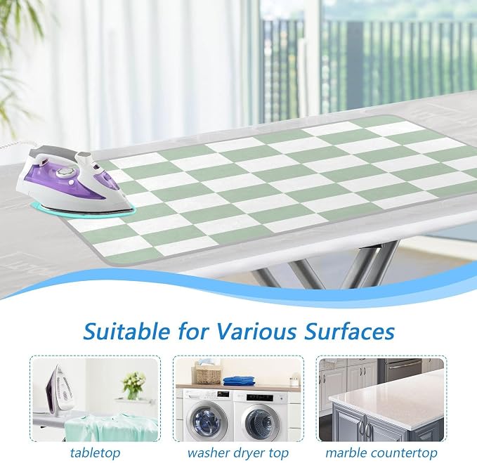 Checkered Green and White Png Ironing Mat Thickened Ironing Blanket Travel - Image 5