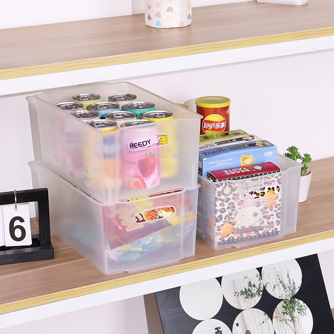 4-Pack Open Storage Organizing Bins, Matte Transparent Plastic Organizer Bins - Image 6