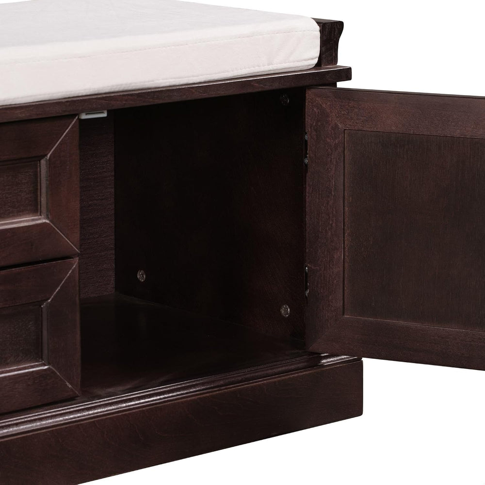 GDFStudio Rustic Storage Bench with 4 Doors 2 Draws Adjustable Shelves Remova...