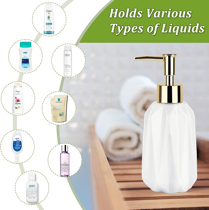 Natheeph Dish Soap Dispenser, Hand Soap Dispenser Ceramic Bottle, Refillable - Image 6