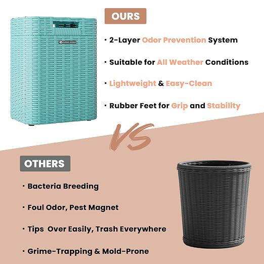 Ypati Handwoven 4 Gallon Rattan Trash Can - Image 7