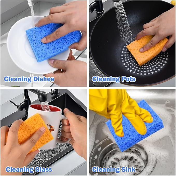 YoleShy 48 Pack Sponges Kitchen Natural Compressed Cellulose Sponges - Image 5