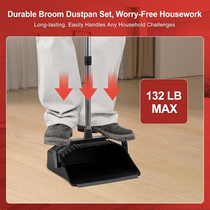 Commercial Broom and Dustpan Set, Industrial Brooms and Dustpans Sets 51 inch - Image 2
