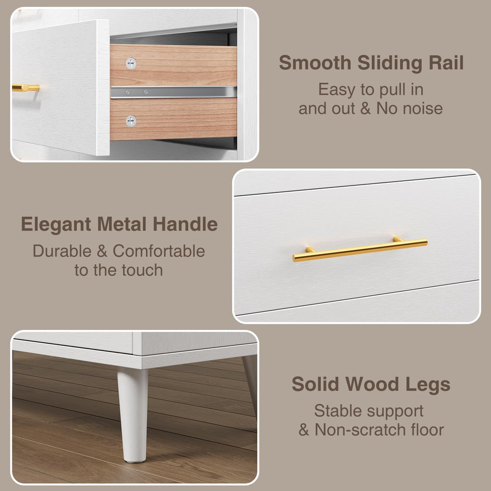 Aiho 5 Drawer Dresser, Tall Dresser, White