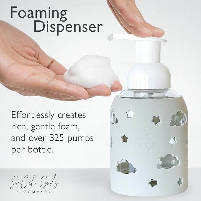 SoCal Suds & Company Glass Foaming Hand Soap Dispenser, Soft Grip Silicone - Image 2
