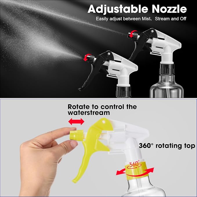 Eccliy 12 Pcs 16 Oz Plastic Spray Bottle, Adjustable Empty Reusable Sprayer - Image 6