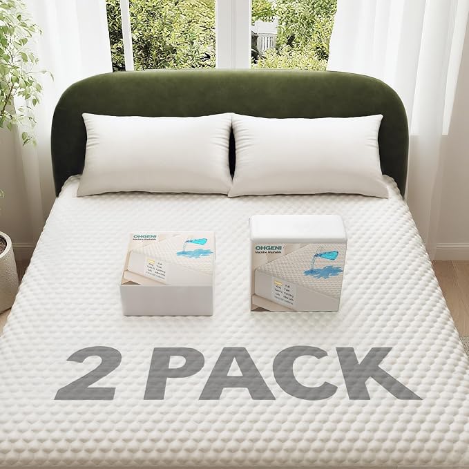 OhGeni 100% Waterproof Mattress Protector, Fitted Sheet, Full -2 Pack by OhGeni