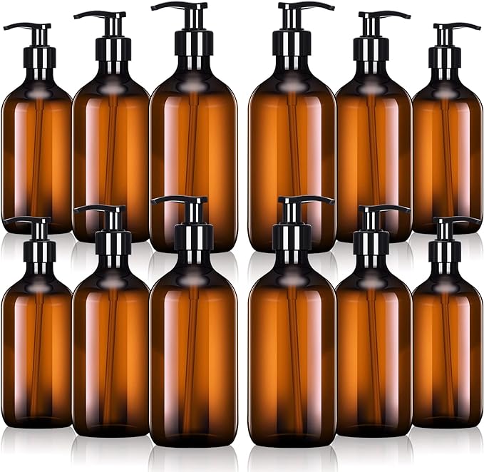Tessco for you 12 Pack Amber Soap Dispenser Empty Plastic Pump Bottles by Tessco