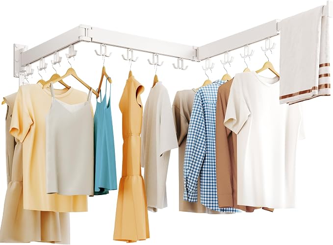 Clothes Drying Rack Wall Mounted, Drying Rack Clothing Wall Mount, Laundry by HEILAIYI