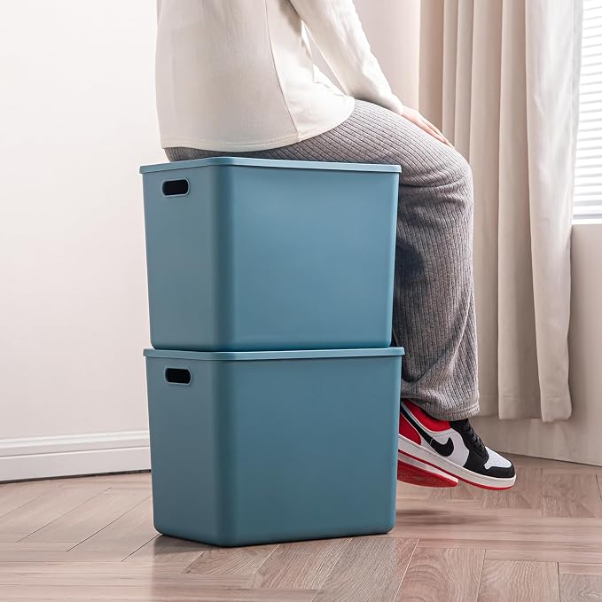 Plastic Storage Bins with lids, Storage Baskets, Container with handle - Image 3