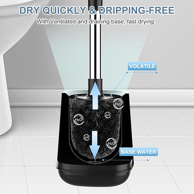 SetSail Toilet Brush and Holder, Self Closing Lid Toilet Bowl Brushes Holder - Image 5