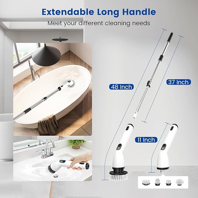 Electric Spin Scrubber, Full-Body IPX7 Waterproof Cordless Shower Scrubber - Image 5