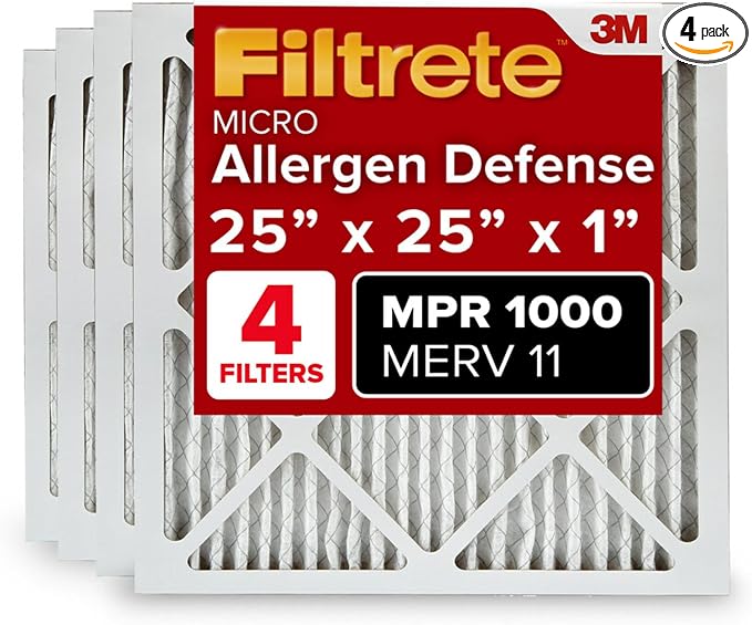 Filtrete 25x25x1 AC Furnace Air Filter, MERV 11, MPR 1000, Micro Allergen by Filtrete