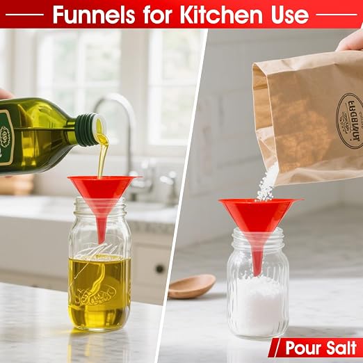 DEDC Oil Funnels Plastic Set for Car Automotive Kitchen Mini Small Large Red - Image 5
