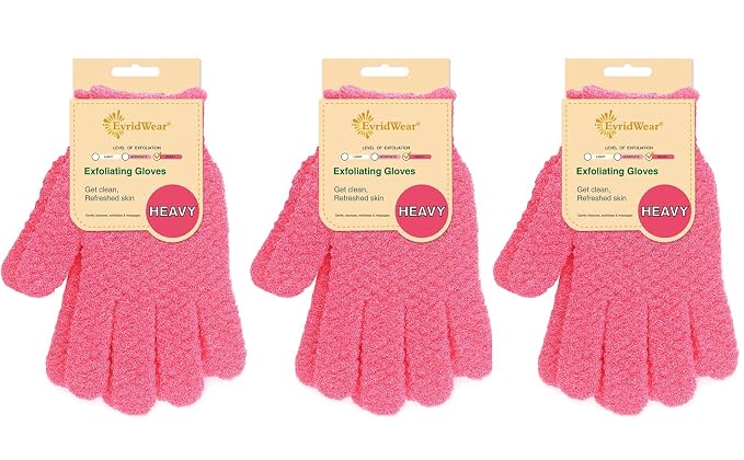 Evridwear Exfoliating Gloves for Shower, 100% Nylon Thick Soft Medium Heavy by Evridwear
