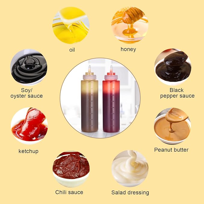 Squeeze Bottles for Sauces 2 Pack, 27 Ounce 800ml Plastic Dressing Squirt - Image 7