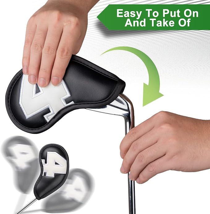 CRAFTSMAN GOLF 12pcs or 1pc Thick Synthetic Leather Golf Iron Head Covers Set - Image 5