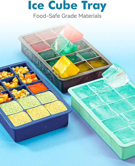 2 Pack Silicone Ice Cube Trays for Cocktail, Easy Release Square Ice Cubes Mold - Image 2