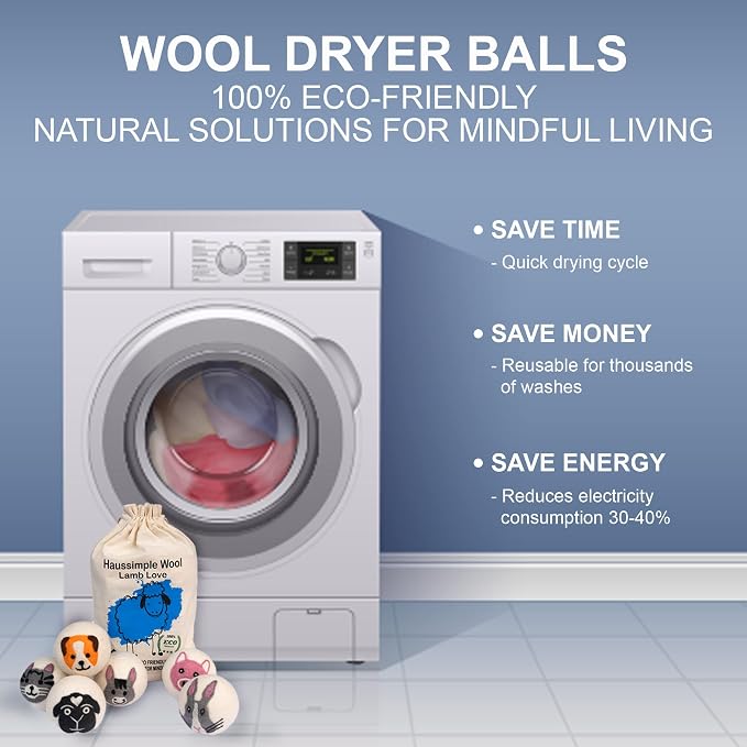 Wool Dryer Balls – 6-Pack XL Organic Fabric Softener | Natural Handmade Sheep - Image 7