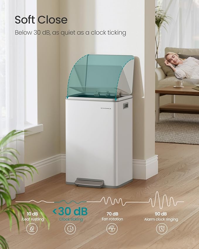 SONGMICS Trash Can, 13-Gallon Gabbage Can, - Image 3