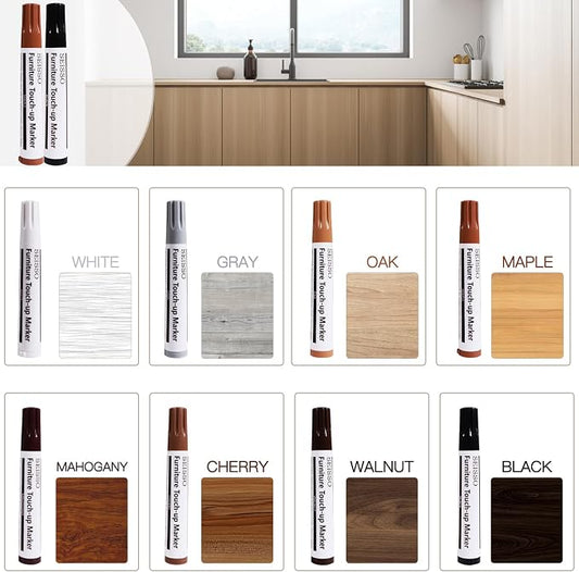 Wood Furniture Repair Kit- 8 Colors Wood Fillers and Touch Up Markers, New - Image 2