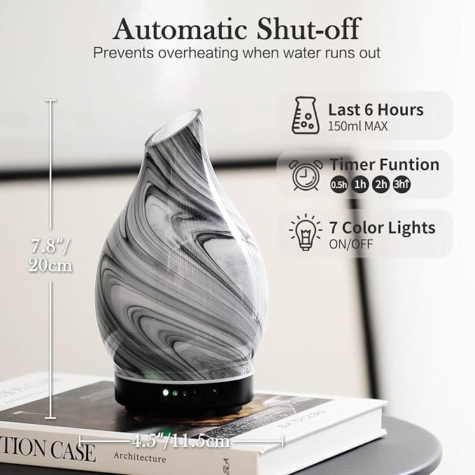 Porseme 150ml Essential Oil Diffuser Glass Color Changing Aroma Air Diffusers - Image 3