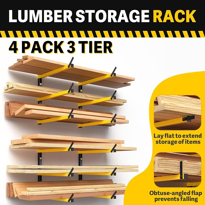 GREENER Lumber Storage Rack Folding Wood Storage Racks Wall-Mounted Metal Racks - Image 4